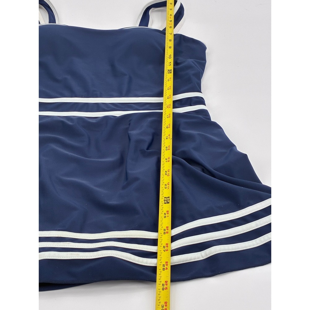 Shore Shapes Navy Blue White Striped Swim Dress Nautical One Piece Size 14 - Picture 7 of 10